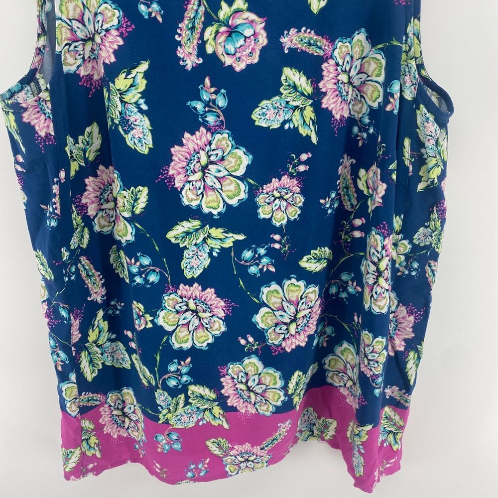 J. JILL  Floral Drapey Color Block Tank Top M - Picture 3 of 5